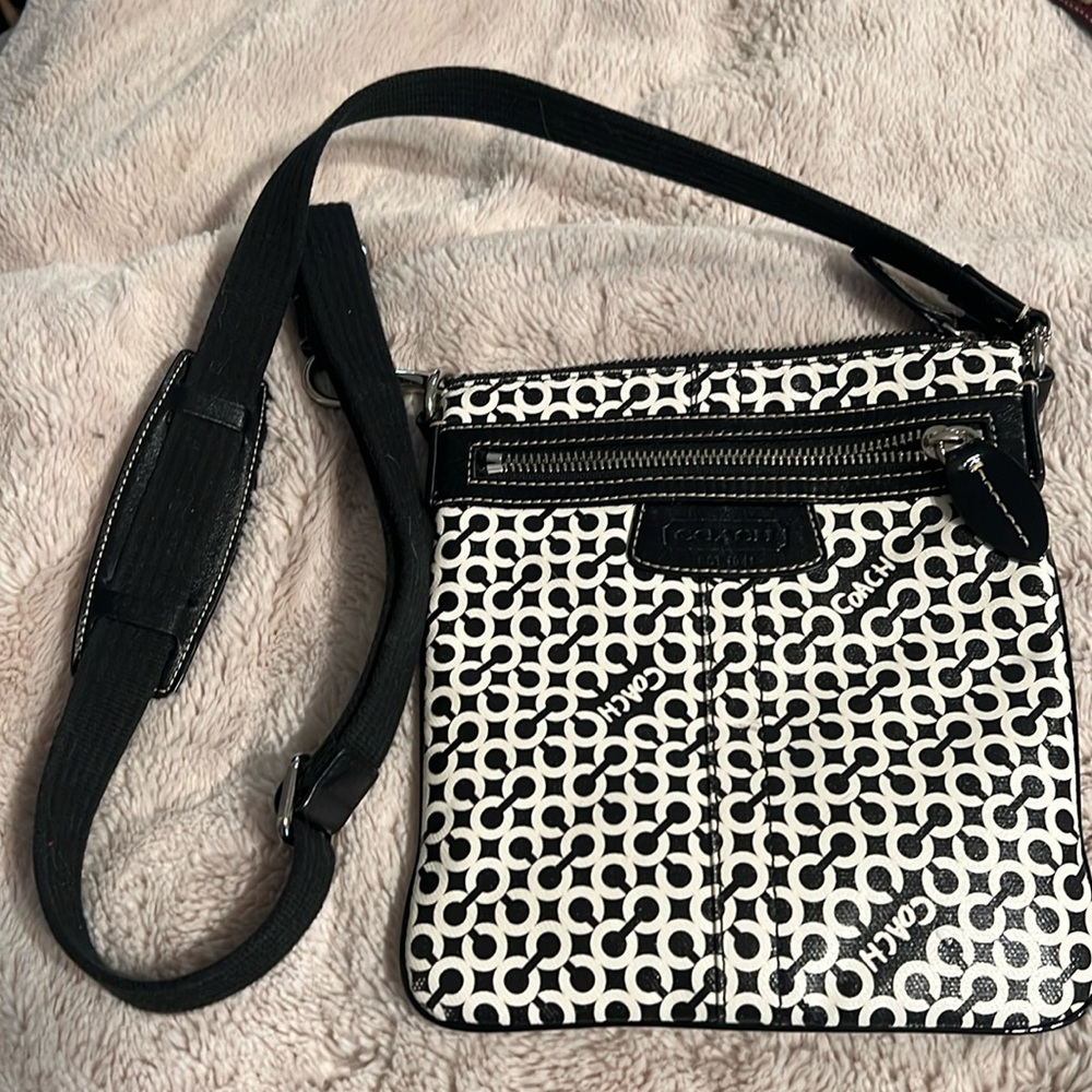 Coach signature crossbody. Black & white